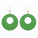 Retro Wooden Hoop Earrings Boho Dangle Drop Lightweight Colourful Women Gift UK