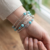 Women Spiral Wrap Bracelet Silver Tone Multi Layer Beaded Boho Colour Choice