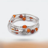 Women Spiral Wrap Bracelet Silver Tone Multi Layer Beaded Boho Colour Choice