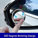 2x Adjustable Blind Spot Mirrors for Car – 360° HD Glass, Stick-On Convex Wide