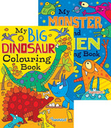 Kids Colouring Books Set A4 Dinosaur Alien Monster Activity Books - Set of 2