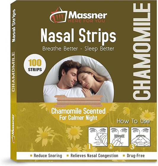 Chamomile Nasal Strips for Snoring - Pack of 100 Tan Nose Strips