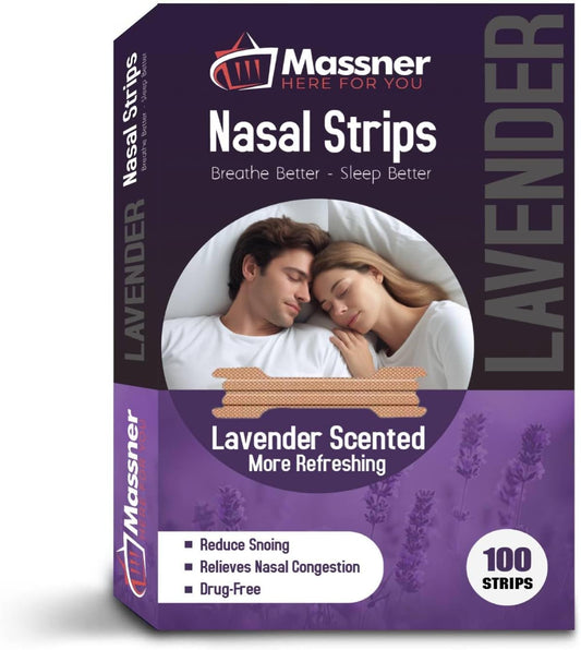 Lavender Nasal Strips for Snoring - Pack of 100 Tan Nose Strips