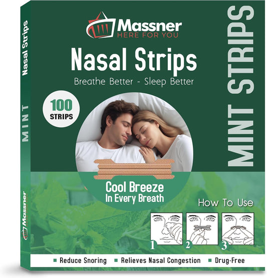 Mint Nasal Strips for Snoring - Pack of 100 Tan Nose Strips