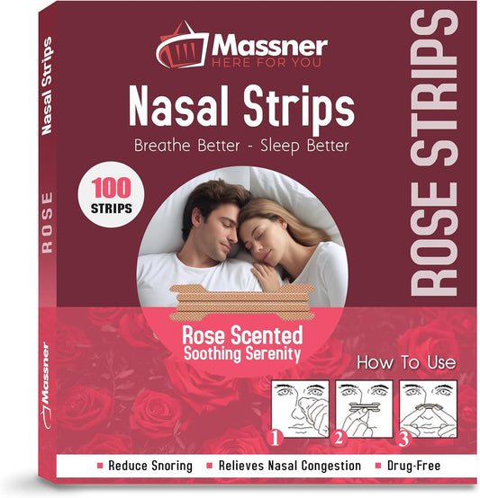 Rose Nasal Strips for Snoring - Pack of 100 Tan Nose Strips