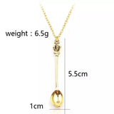 6pcs Mini Little Salt Sugar Charm Spoon Necklace Pendant in Silver Rose Gold