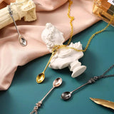 6pcs Mini Little Salt Sugar Charm Spoon Necklace Pendant in Silver Rose Gold
