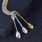 6pcs Mini Little Salt Sugar Charm Spoon Necklace Pendant in Silver Rose Gold