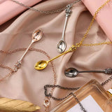 6pcs Mini Little Salt Sugar Charm Spoon Necklace Pendant in Silver Rose Gold
