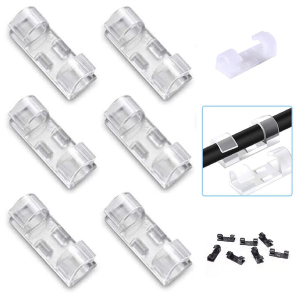 Self-Adhesive Cable Clips Wire Management Holder Tidy Desk Home Office UK