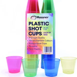 massner 100 shot glasses plastic material, reusable, 30 ml (1oz), hard plastic
