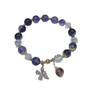 dainty butterfly charm bracelet with genuine amethyst crystal beads women uk