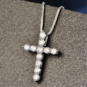 crystal cross pendant necklace 925 sterling silver chain womens jewellery jesus