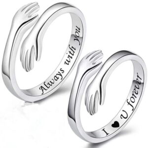 forever embrace ring: silver open hug ring, adjustable gift for loved ones uk