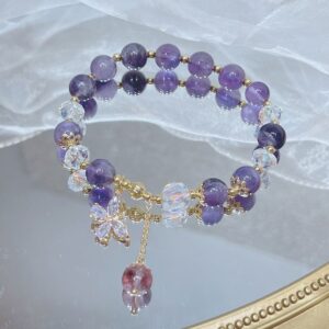 live fashion spring's new amethyst bracelet stylish tempting butterfly inlaid bracelet for female students girlfriends